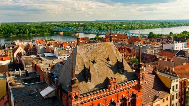 Toruń in Polen am Ufer der Weichsel vereint Baustile der vergangenen 800 Jahren in ihren Mauern.