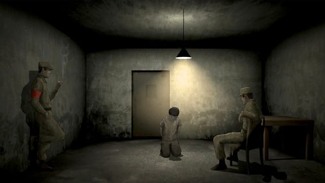 Animierte Szene aus dem Film "Camp 14", der die Biografie von Shin Dong Hyuk erzählt Animierte Szene aus dem Film "Camp 14", der die Biografie von Shin Dong Hyuk erzählt