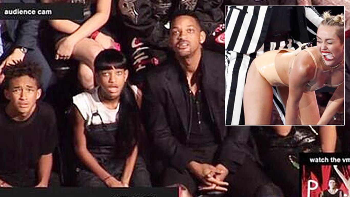 Dieses Foto von Will Smith mit seinen Kindern soll während des Auftritts von Miley Cyrus entstanden sein.