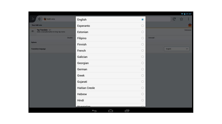 "Tap Translate" für die Android-Version von Firefox übersetzt Fremdsprachen für den Nutzer.