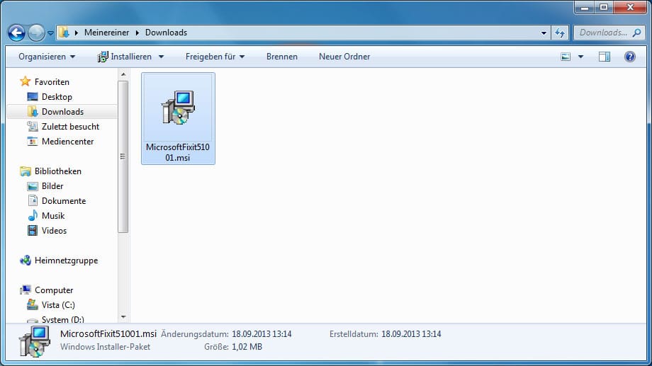 Screenshot msi-Datei für das Notfall-Update zum Internet Explorer