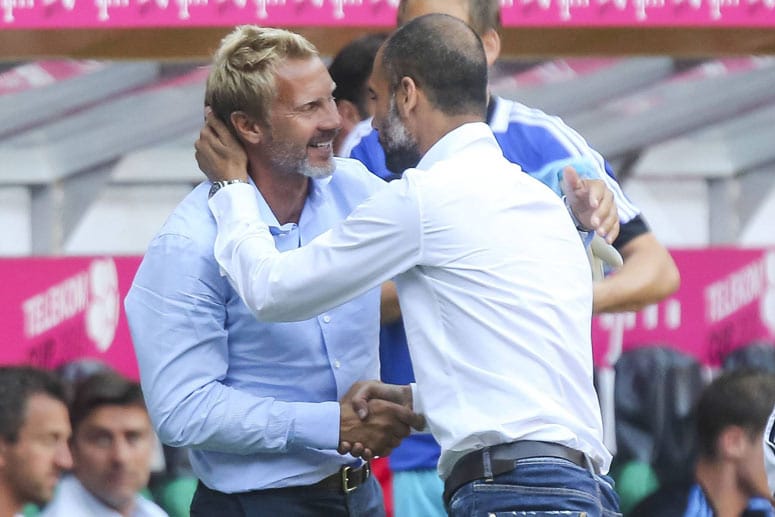 Thorsten Fink (li.) und Pep Guardiola: Zuschauen bei den Großen.