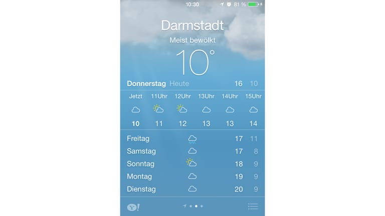 Wetter-App unter iOS 7