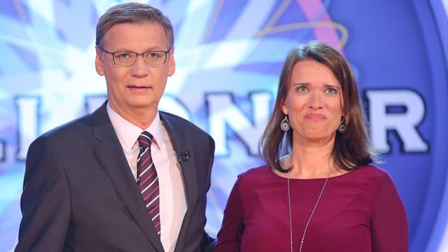 Martina mit Günther Jauch im Kölner "Wer wird Millionär“-Studio.