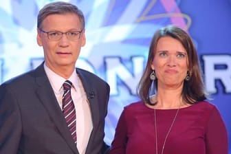 Martina mit Günther Jauch im Kölner "Wer wird Millionär“-Studio.