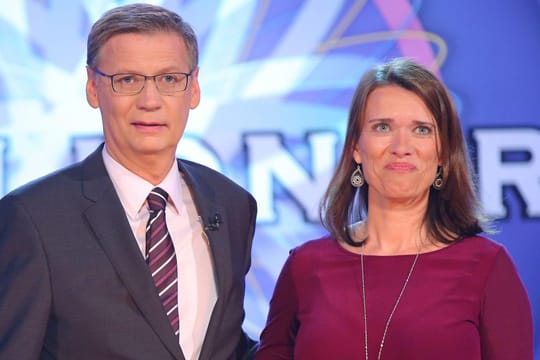 Martina mit Günther Jauch im Kölner "Wer wird Millionär“-Studio.