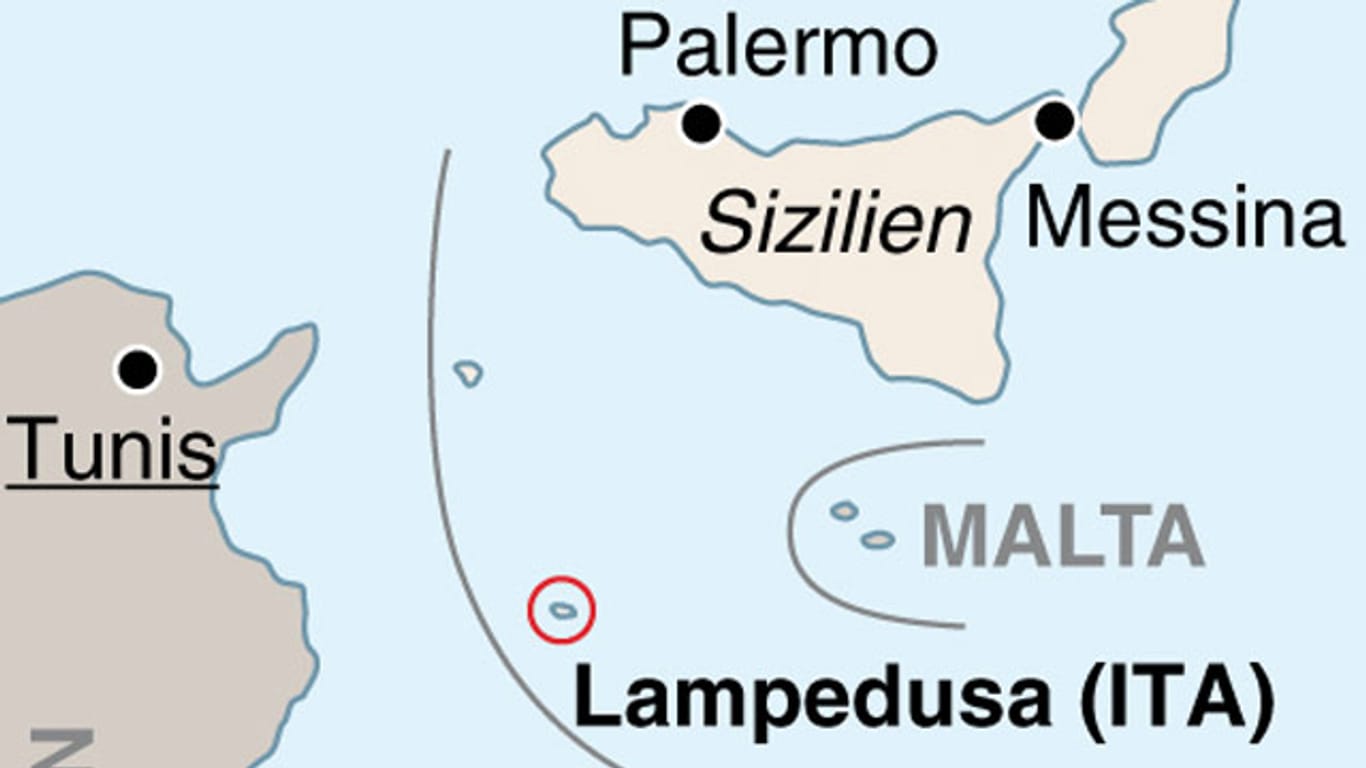 Lampedusa liegt nur rund 138 Kilometer vor der Küste Tunesiens.
