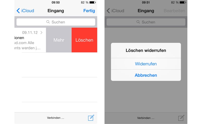 Durch einfaches Schütteln lassen sich gelöschte E-Mails unter iOS 7 wieder herstellen.