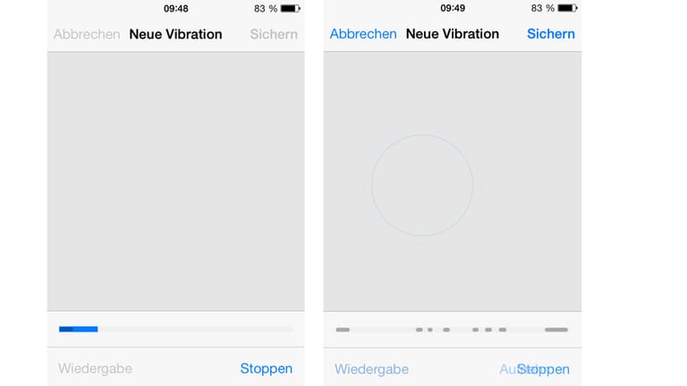 iOS 7 erlaubt es dem Nutzer, eigene Vibrationsmuster als Klingelton festzulegen.