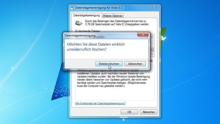 Dateien löschen-Befehl in Windows 7