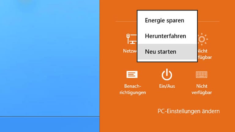 Neu starten und gedrückte Umschalt-Taste öffnet das Boot-Menü von Windows 8