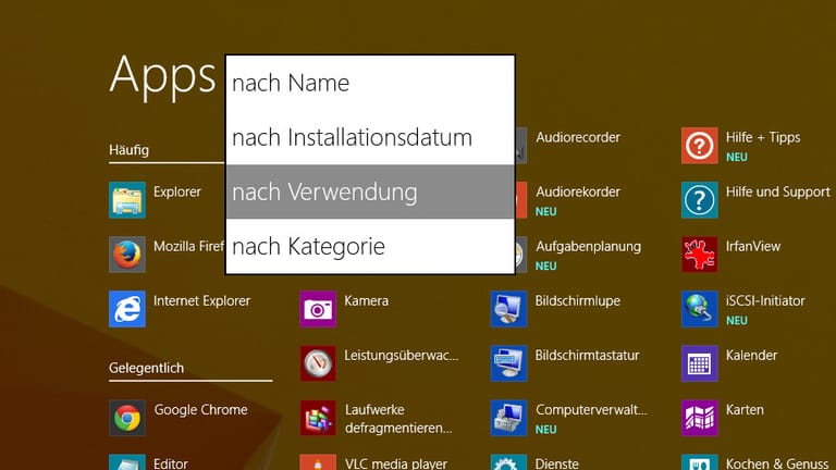 Apps kategorisieren in Windows 8.1