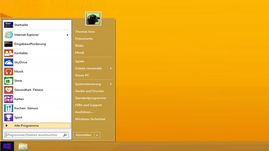 Startmenü in Windows 8.1