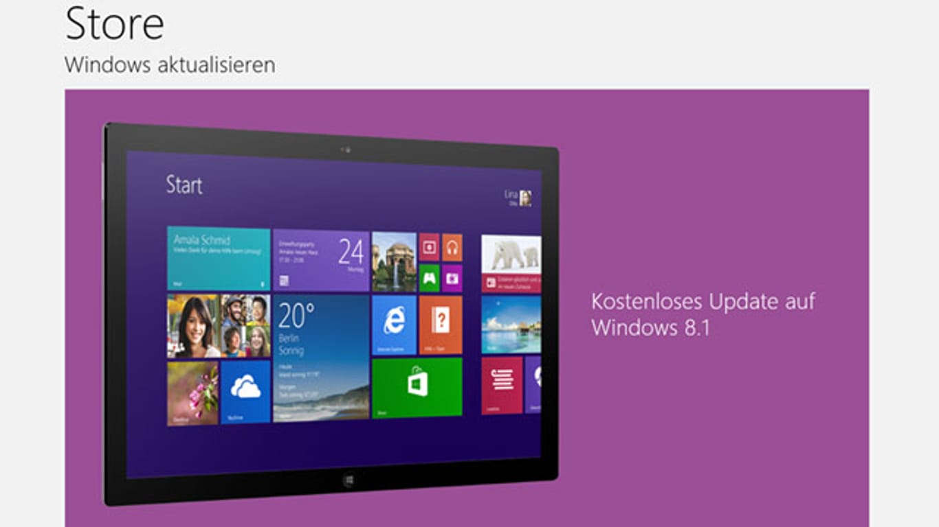 Screenshot des kostenlosen Updates von Windows 8.1 im Windows Store