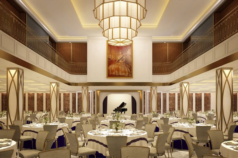 Als förmlicher und eleganter Treffpunkt und Veranstaltungssaal haben die Architekten von Ong & Ong den Ballsaal gesehen.