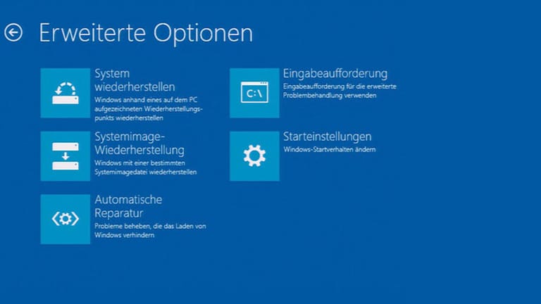Boot-Manager von Windows 8: Erweiterte Optionen
