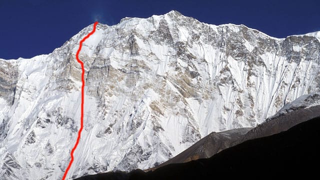 Annapurna-Südwand: Route von Ueli Steck.