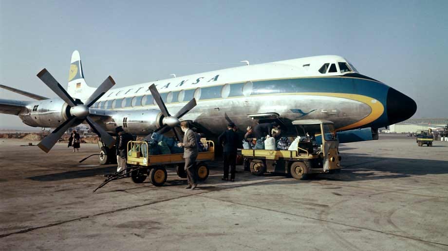 Eine historische Maschine: Die Vickers Viscount V 814 der Lufthansa.