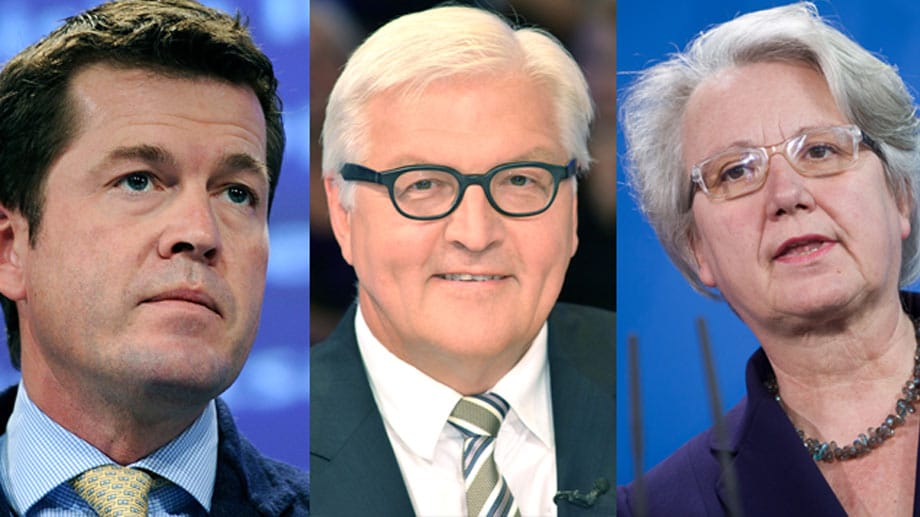 Zu Guttenberg (links) und Schavan (rechts) stolperten über ihre Plagiatsaffären - Steinmeier scheint sie überstanden zu haben. Zu Guttenberg (links) und Schavan (rechts) stolperten über ihre Plagiatsaffären - Steinmeier scheint sie überstanden zu haben.