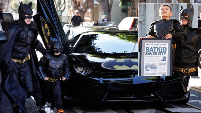 Als "Batkid" jagte der fünfjährige Miles Scott durch San Francisco. Er war mit 20 Monaten an Leukämie erkrankt. Als "Batkid" jagte der fünfjährige Miles Scott durch San Francisco. Er war mit 20 Monaten an Leukämie erkrankt.