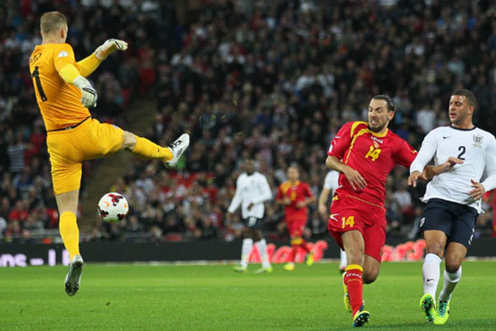 Englands Nationalkeeper Joe Hart leistete sich bereits den einen oder anderen Schnitzer. Hier im WM-Qualifikationsspiel gegen Montenegro.