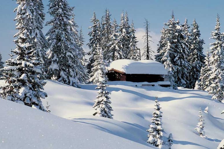 Montafon: Eine verschneite Skihütte im Wald ist für viele der ideale Ort für urige Weihnachtsferien.