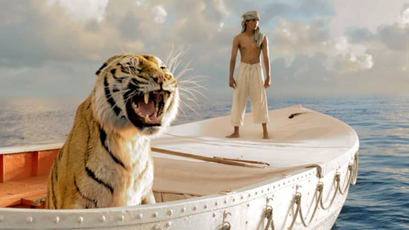 Tiger "King" wäre bei den Dreharbeiten zu "Life of Pi" fast ertrunken.