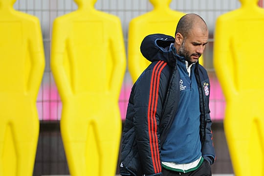 Nachdenkliche Miene: Pep Guardiola beim Abschlusstraining vor der Partie gegen ManCity.