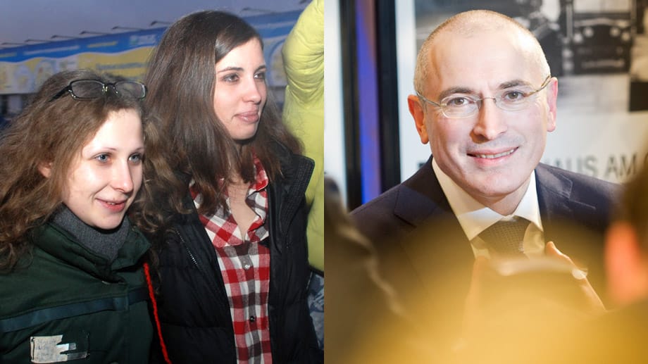Maria Aljochina (25, links) und Nadeschda Tolokonnikowa (24) haben an Michail Chodorkowski geschrieben Maria Aljochina (25, links) und Nadeschda Tolokonnikowa (24) haben an Michail Chodorkowski geschrieben