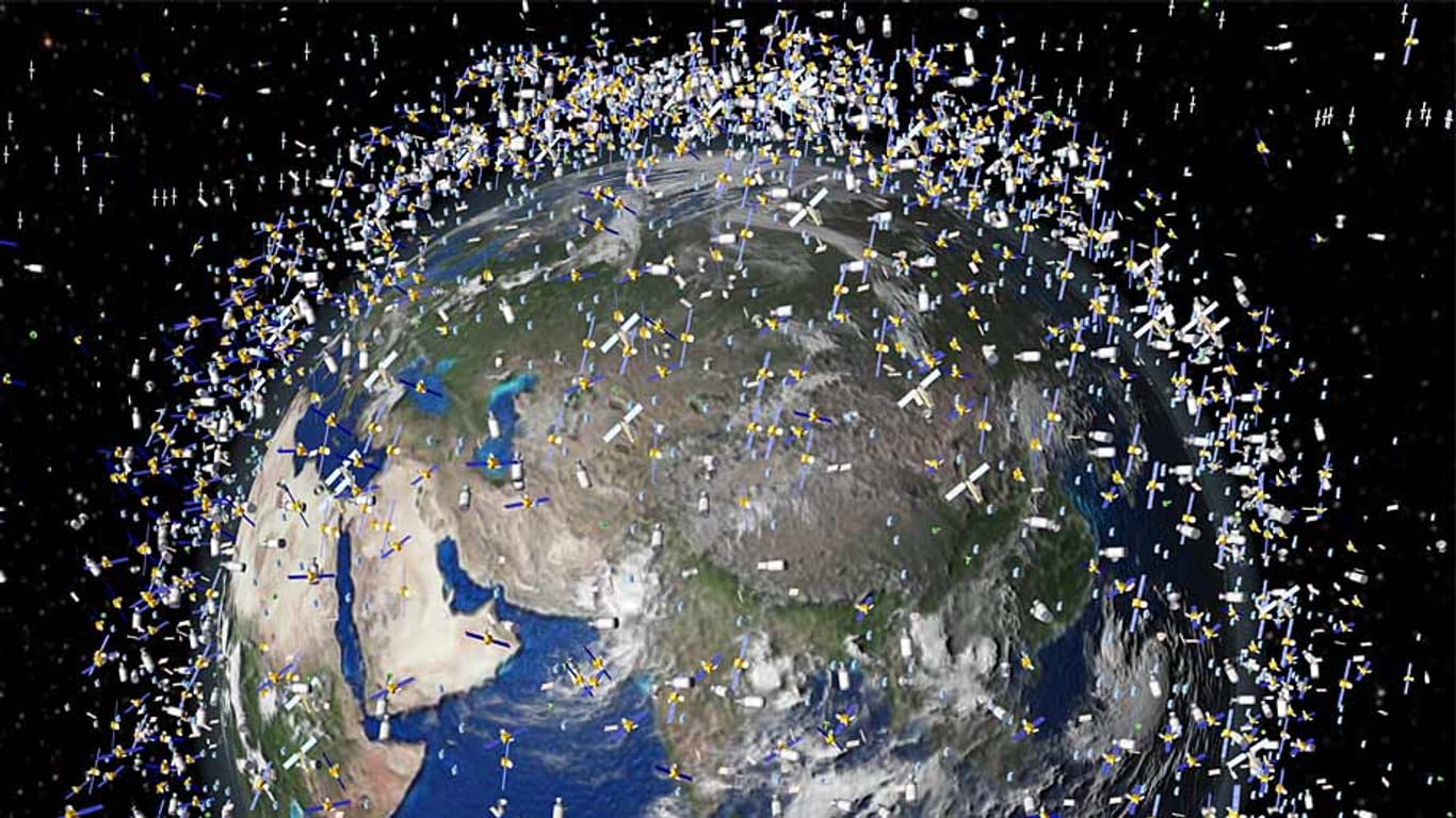 Mehr als tausend Satelliten umfliegen die Erde, hunderttausende Trümmerteilchen bedrohen auch die ISS