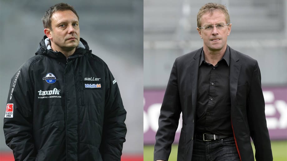 André Breitenreiter (li.) und Ralf Rangnick André Breitenreiter (li.) und Ralf Rangnick