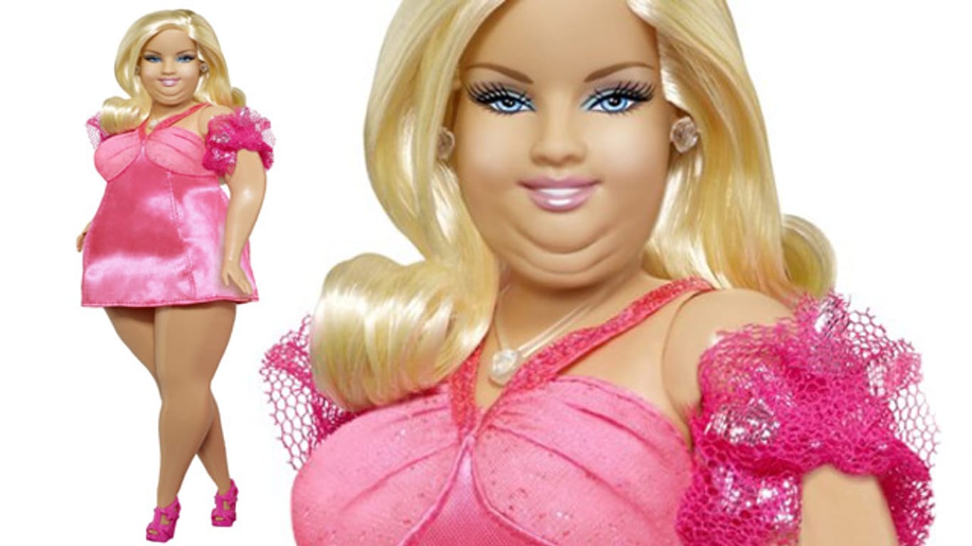 Barbie in einer molligen Version: Aktivistinnen protestieren gegen den Magerwahn.