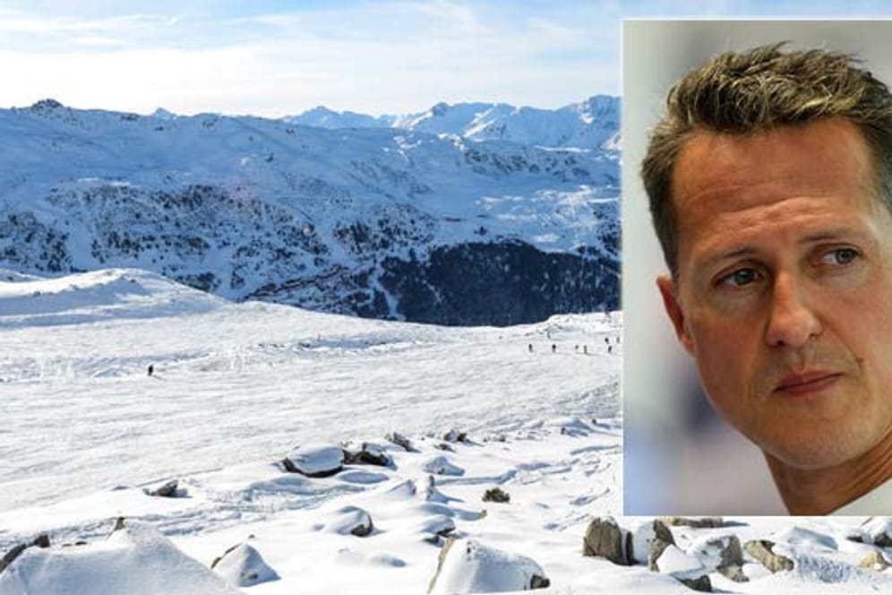 Die Piste in Meribel in den französischen Alpen - hier verunglückte Michael Schumacher. (Montage: t-online.de)