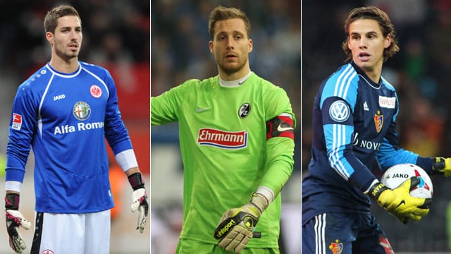 Kevin Trapp (v. li. n. re.), Oliver Baumann, Yann Sommer werden als Nachfolgekandidaten von Marc-André ter Stegen gehandelt. (Montage: t-online.de)