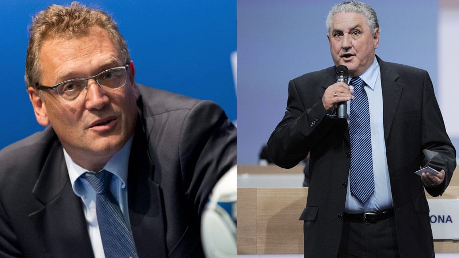 Jérôme Valcke und Jim Boyce (re.) sorgen mit unterschiedlichen Aussagen für Unruhe bei der FIFA. Jérôme Valcke und Jim Boyce (re.) sorgen mit unterschiedlichen Aussagen für Unruhe bei der FIFA.