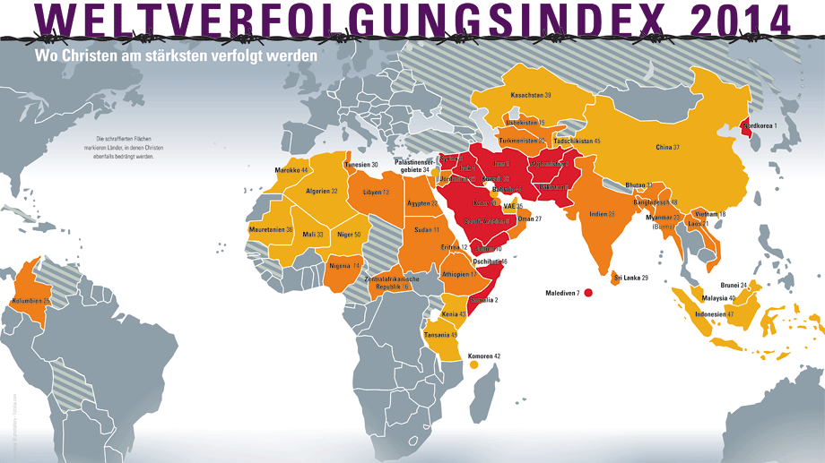 Der Weltverfolgungsindex zeigt unter anderem, dass Christen im gesamten arabischen Raum auf unterschiedlich massive Weise gefährdet sind