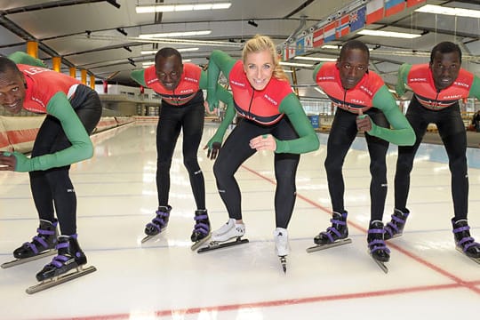 Anni Friesinger will vier Kenianer für einen Eisschnellmarathon fit machen.