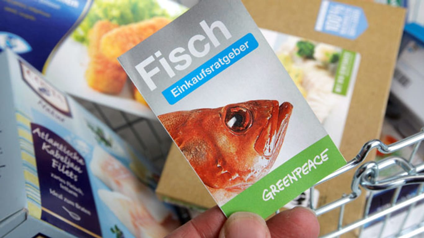 Der Einkaufsratgeber Fisch von Greenpeace hilft beim Lebensmittelkauf.