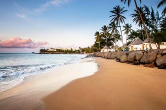 Zwischen tropischen Palmen am Strand liegt die bezaubernde Bungalow-Siedlung des "Langley Resort Hotel Fort Royal".