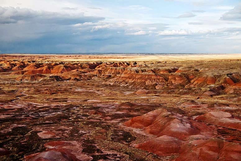 Die Painted Desert in den USA besticht vor allem durch schroffe, teils stark verwitterte Gesteinsformationen, die sich in den Himmel erheben, die sogenannten Badlands.