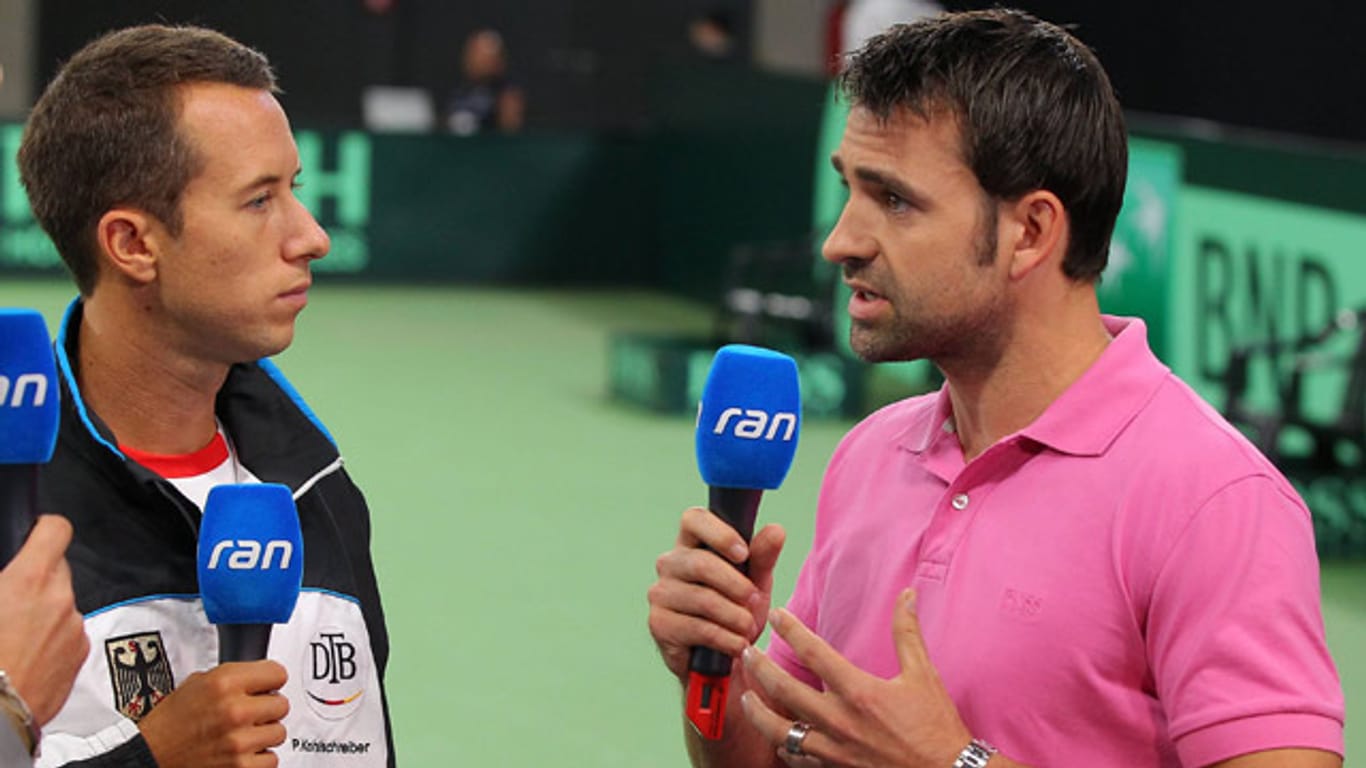 Ex-Tennisprofi Nicolas Kiefer (re.) im Gespräch mit Davis-Cup-Spieler Philipp Kohlschreiber.
