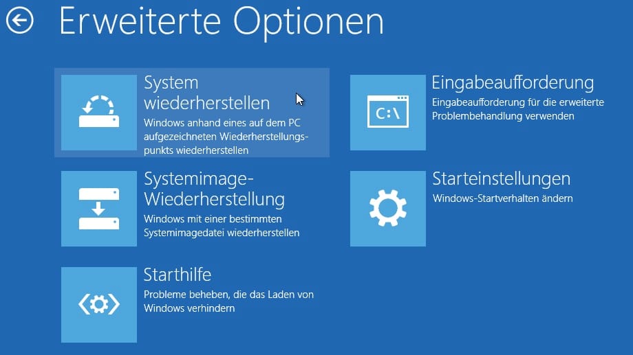 Erweiterte Startoptionen in Windows 8