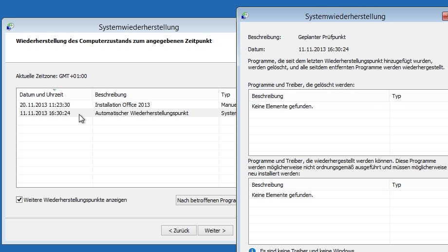 Systemwiederherstellung in Windows 8