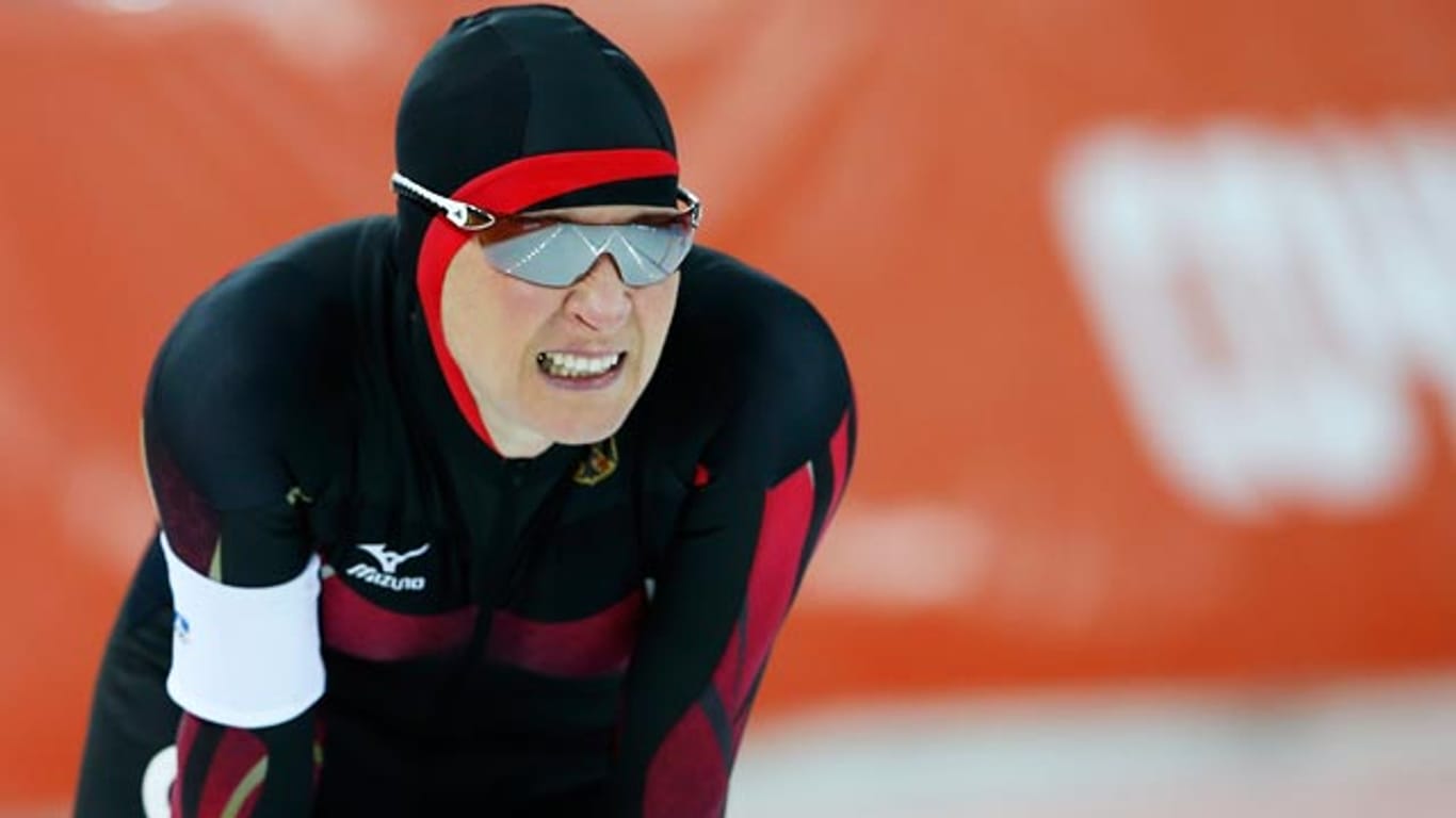 Abgekämpft: Claudia Pechstein nach ihrem undankbaren vierten Platz über 3000 Meter.