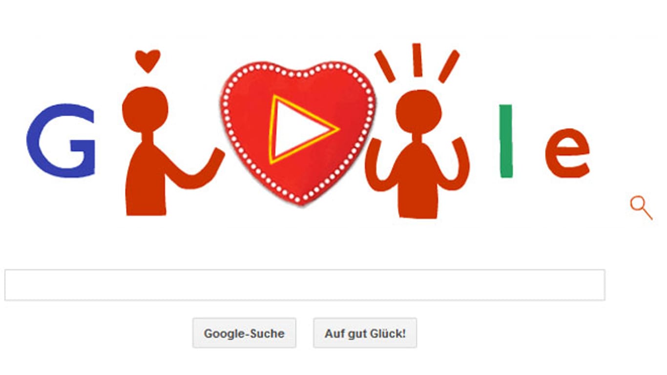 Zum Valentinstag gibt es ein Google Doodle mit Mini-Spiel.