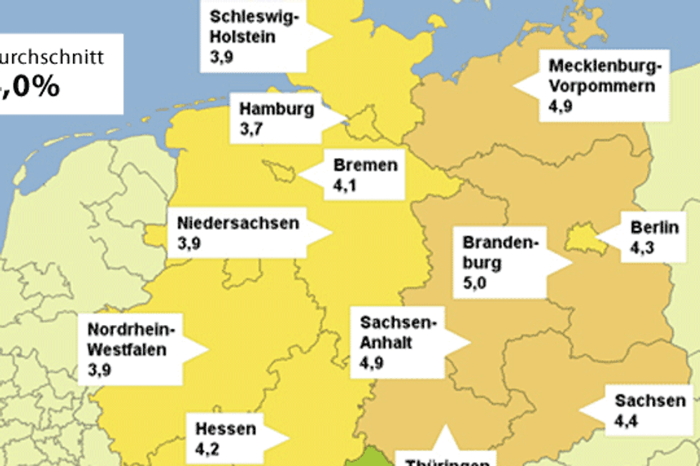 Der DAK-Gesundheitsreport 2014 zeigt die Krankenstände in Deutschland 2013, gemessen am Anteil der Krankmeldungen an den Beschäftigen