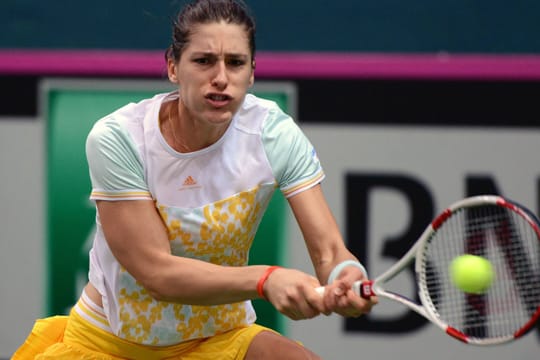 Andrea Petkovic beim Fed-Cup-Duell von Deutschland gegen die Slowakei am 8. Februar 2014.