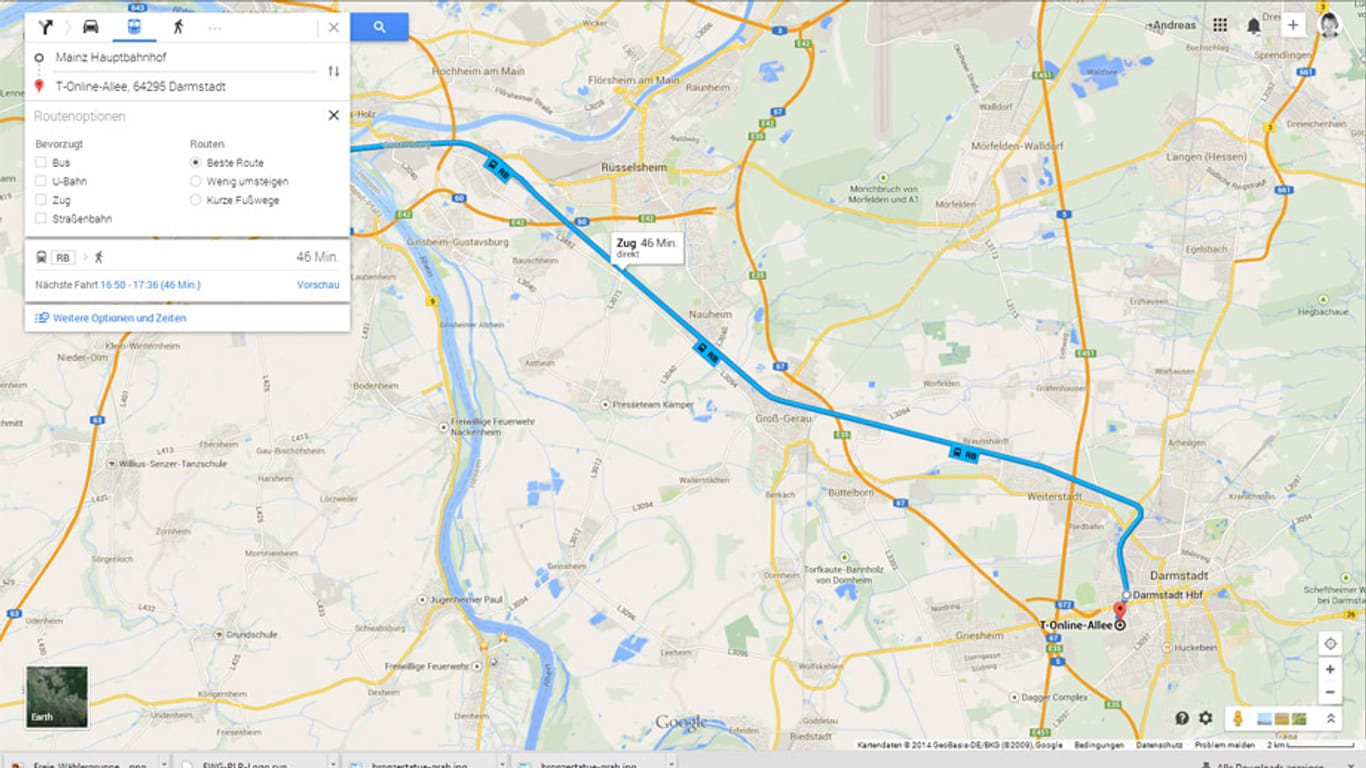 Der neue Routenplaner von Google Maps