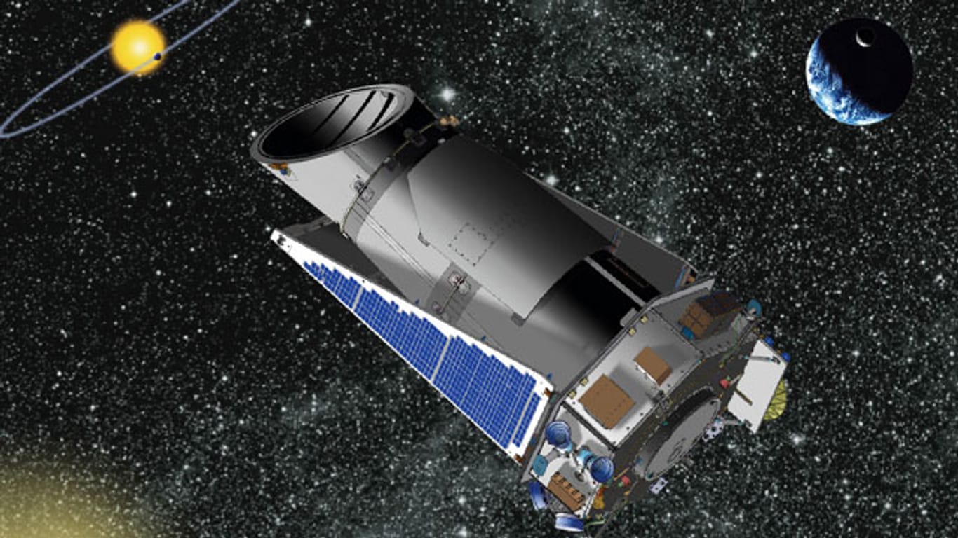 Zeichnung des Kepler-Teleskops im Einsatz