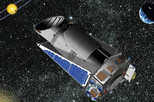 Zeichnung des Kepler-Teleskops im Einsatz